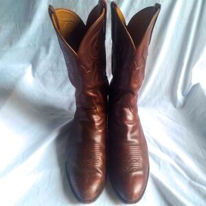 Lucchese Handmade Brown Leather Boots Mens Size 13 Cowboy Western
